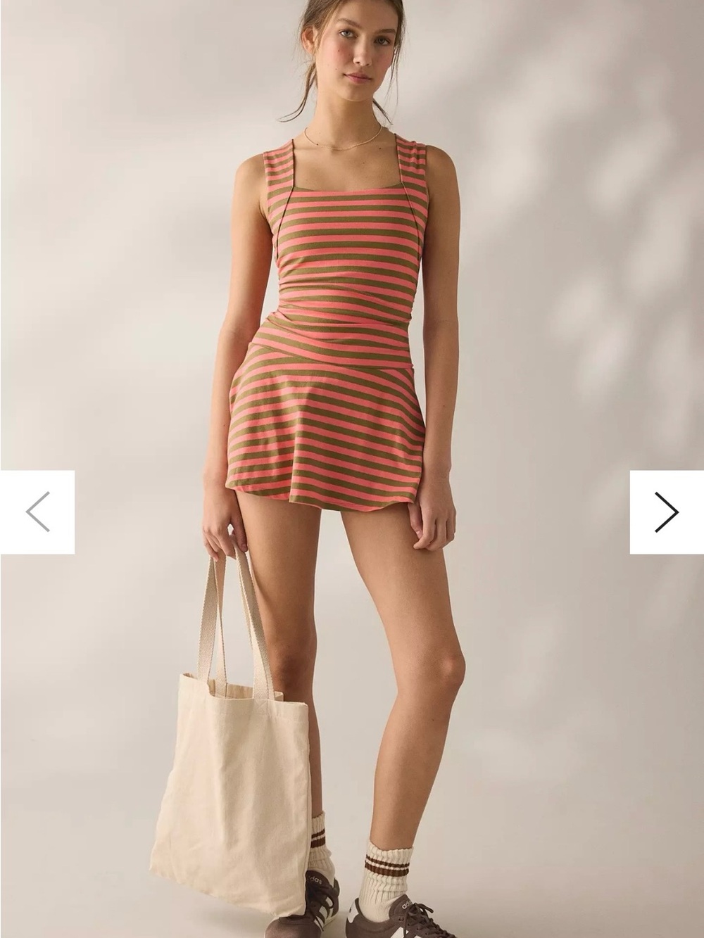 Urban Outfitters Pink and Olive Striped Tank Top